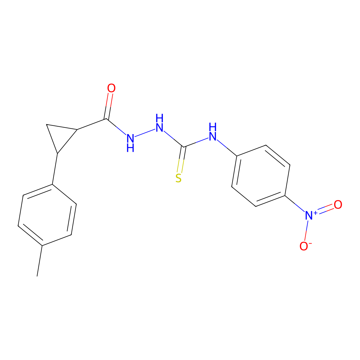 1-[[2-(4-Methylphenyl)cyclopropanecarbonyl]amino]-3-(4-nitrophenyl)thiourea molecular structure, CAS 512824-16-7