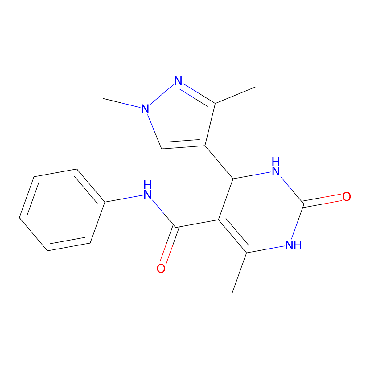 4-(1,3-dimethylpyrazol-4-yl)-6-methyl-2-oxo-N-phenyl-3,4-dihydro-1H-pyrimidine-5-carboxamide molecular structure, CAS 512824-20-3