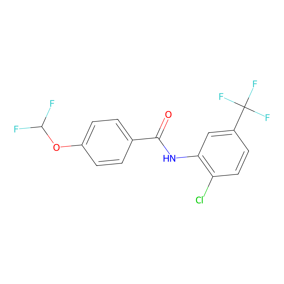 N-[2-chloro-5-(trifluoromethyl)phenyl]-4-(difluoromethoxy)benzamide molecular structure, CAS 512824-47-4
