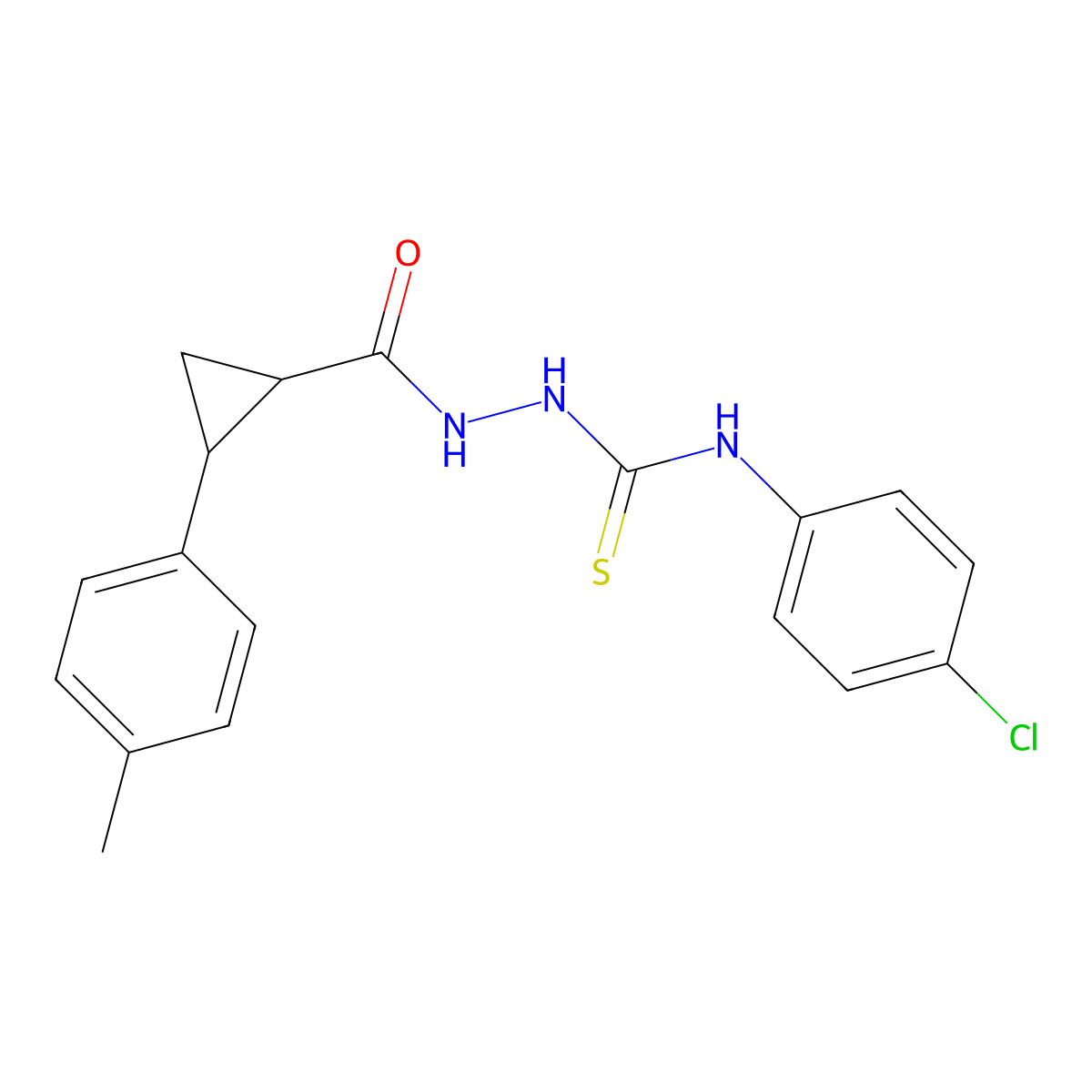 N-(4-chlorophenyl)-2-{[2-(4-methylphenyl)cyclopropyl]carbonyl}hydrazinecarbothioamide molecular structure, CAS 512824-55-4