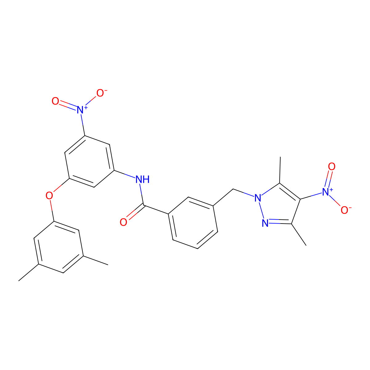 3-[(3,5-dimethyl-4-nitropyrazol-1-yl)methyl]-N-[3-(3,5-dimethylphenoxy)-5-nitrophenyl]benzamide molecular structure, CAS 512824-70-3