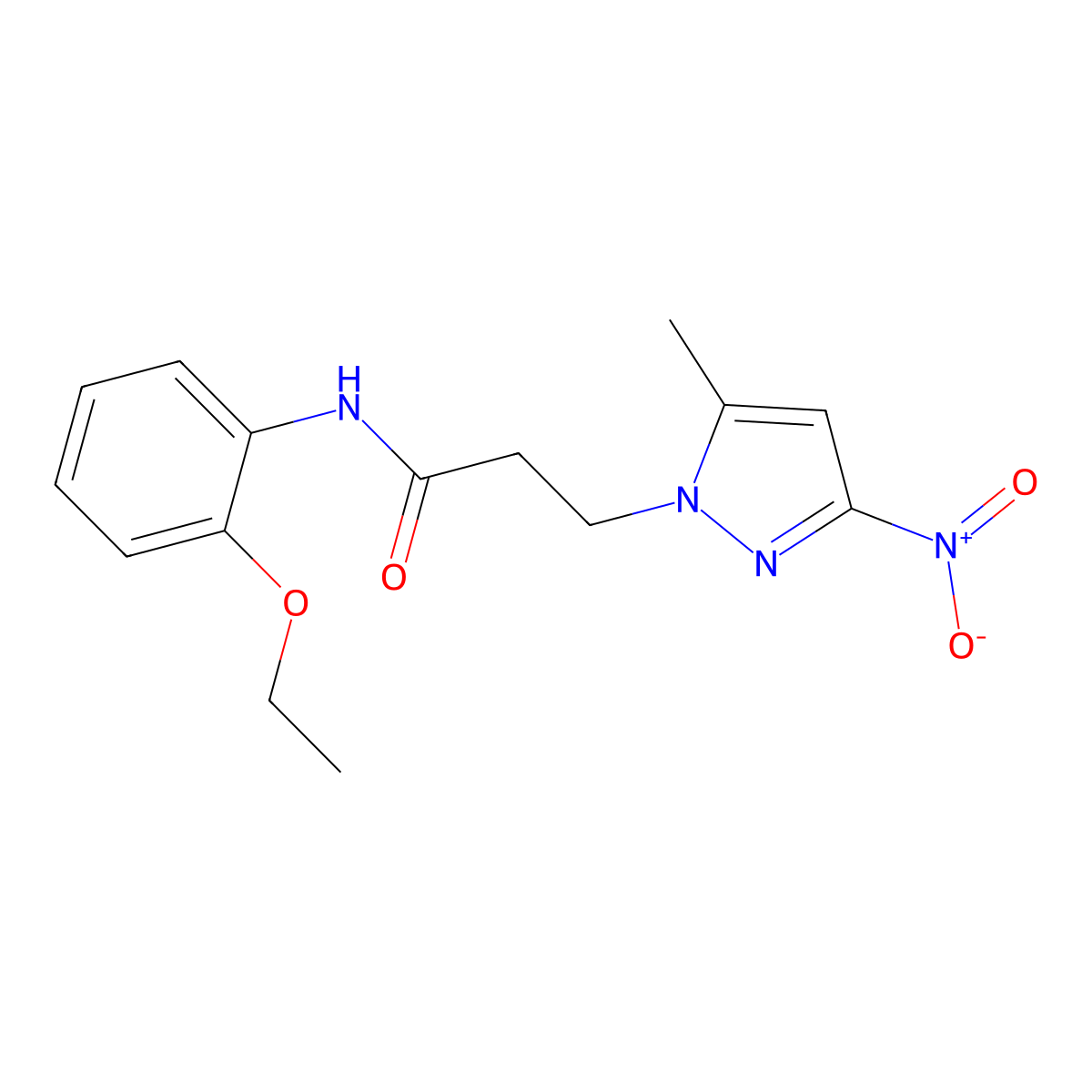N-(2-ethoxyphenyl)-3-(5-methyl-3-nitropyrazol-1-yl)propanamide molecular structure, CAS 512824-73-6