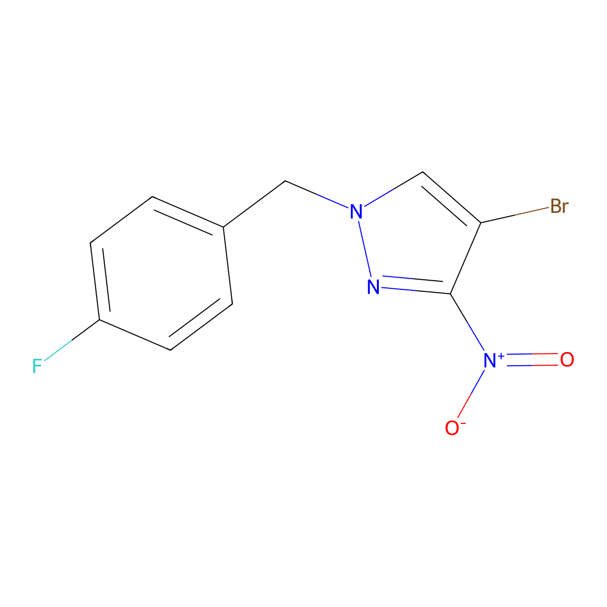 4-bromo-1-(4-fluorobenzyl)-3-nitro-1H-pyrazole molecular structure, CAS 512824-95-2