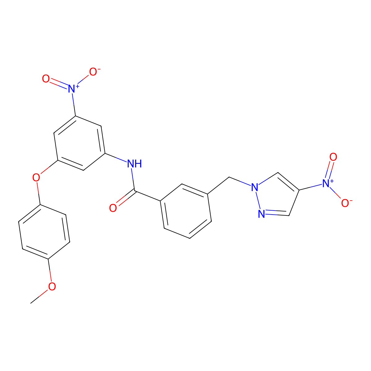N-[3-(4-methoxyphenoxy)-5-nitrophenyl]-3-[(4-nitropyrazol-1-yl)methyl]benzamide molecular structure, CAS 512824-97-4