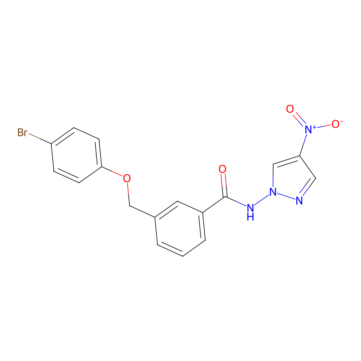 3-((4-bromophenoxy)methyl)-N-(4-nitro-1H-pyrazol-1-yl)benzamide molecular structure, CAS 512825-01-3