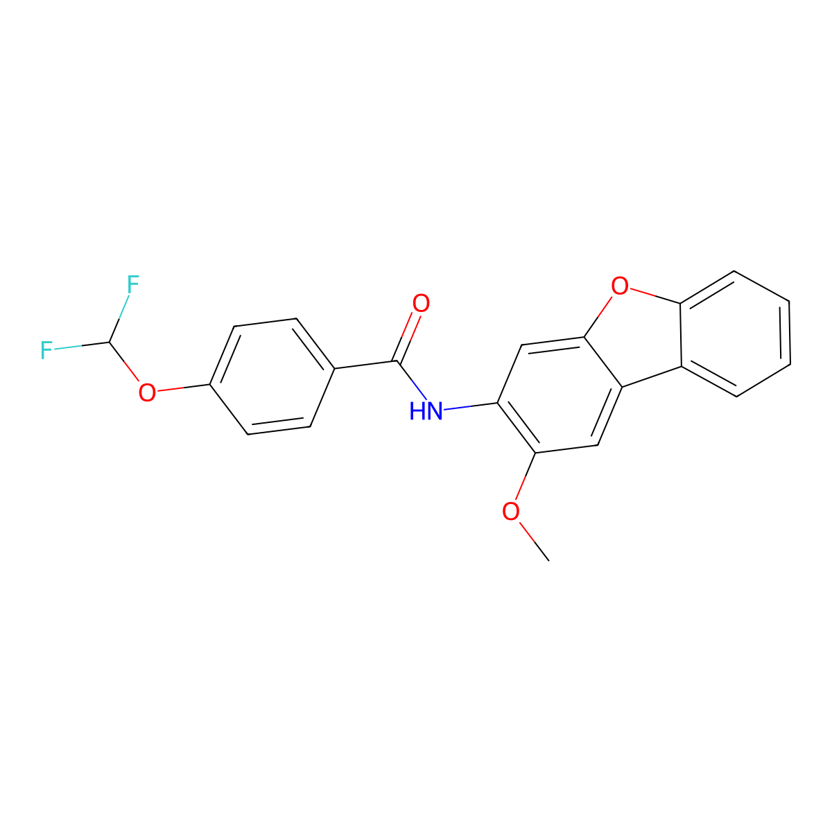 4-(difluoromethoxy)-N-(2-methoxydibenzofuran-3-yl)benzamide molecular structure, CAS 512825-21-7