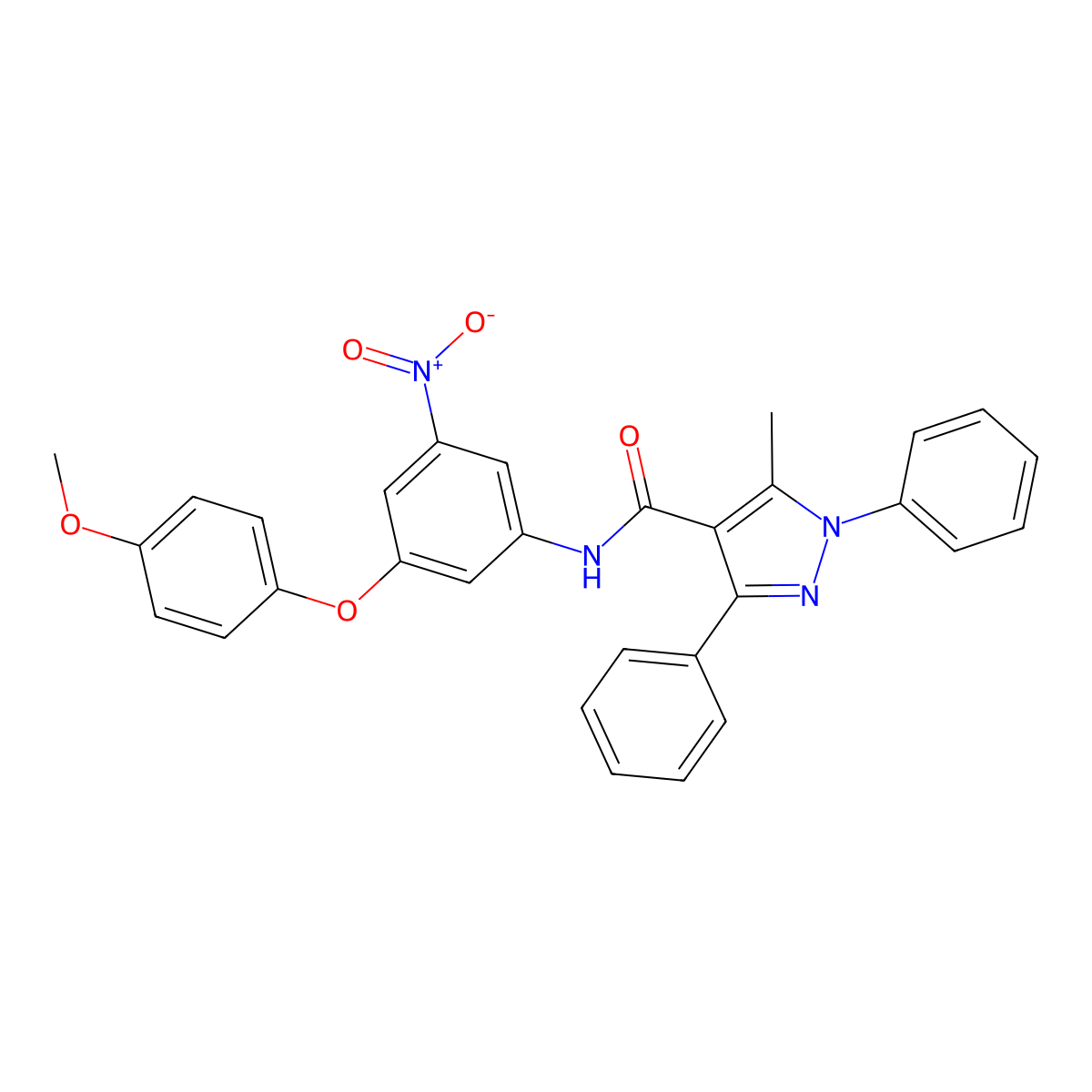 N-[3-(4-methoxyphenoxy)-5-nitrophenyl]-5-methyl-1,3-diphenylpyrazole-4-carboxamide molecular structure, CAS 512825-28-4