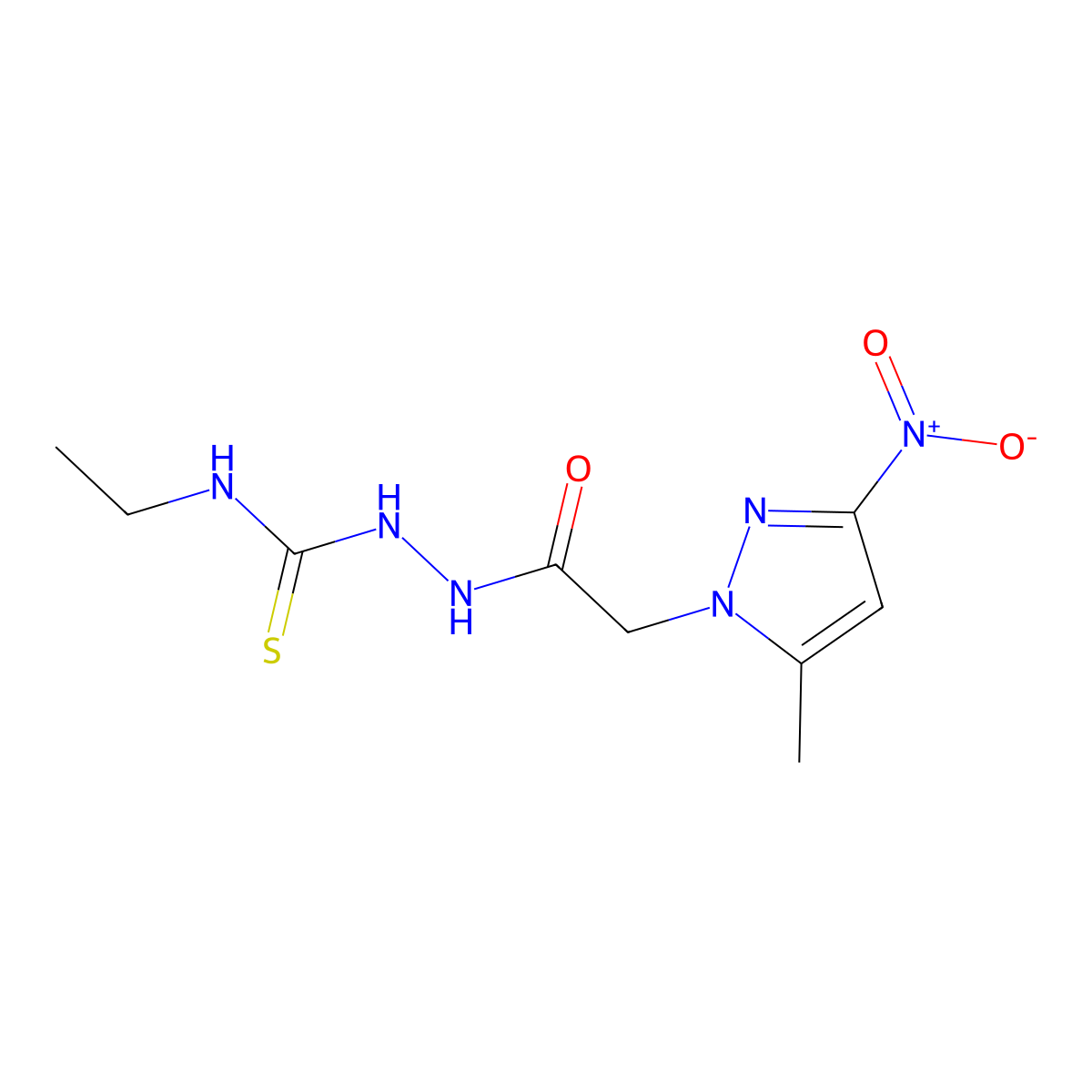 N-ethyl-2-({3-nitro-5-methyl-1H-pyrazol-1-yl}acetyl)hydrazinecarbothioamide molecular structure, CAS 512825-36-4