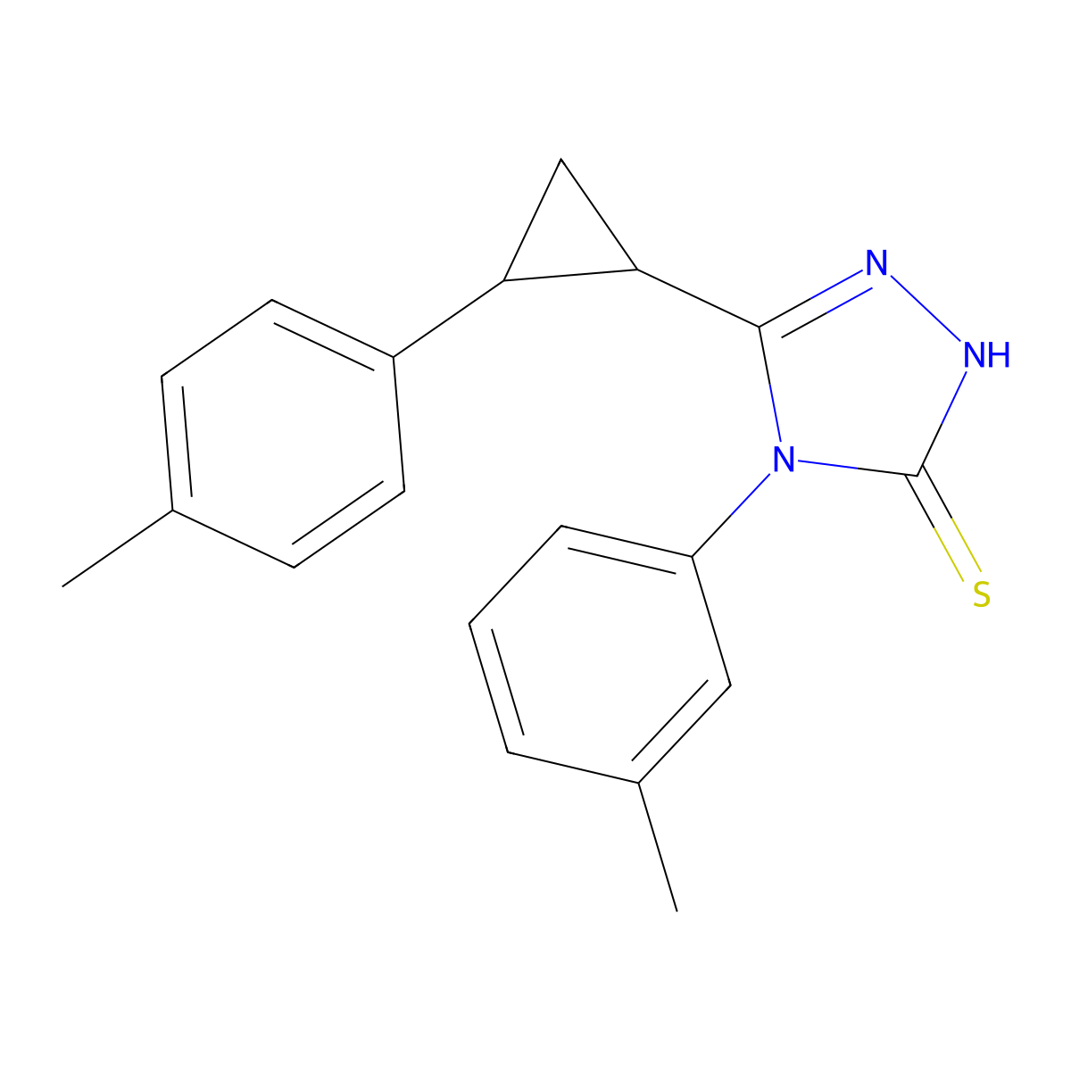 4-(3-methylphenyl)-3-[2-(4-methylphenyl)cyclopropyl]-1H-1,2,4-triazole-5-thione molecular structure, CAS 512825-53-5