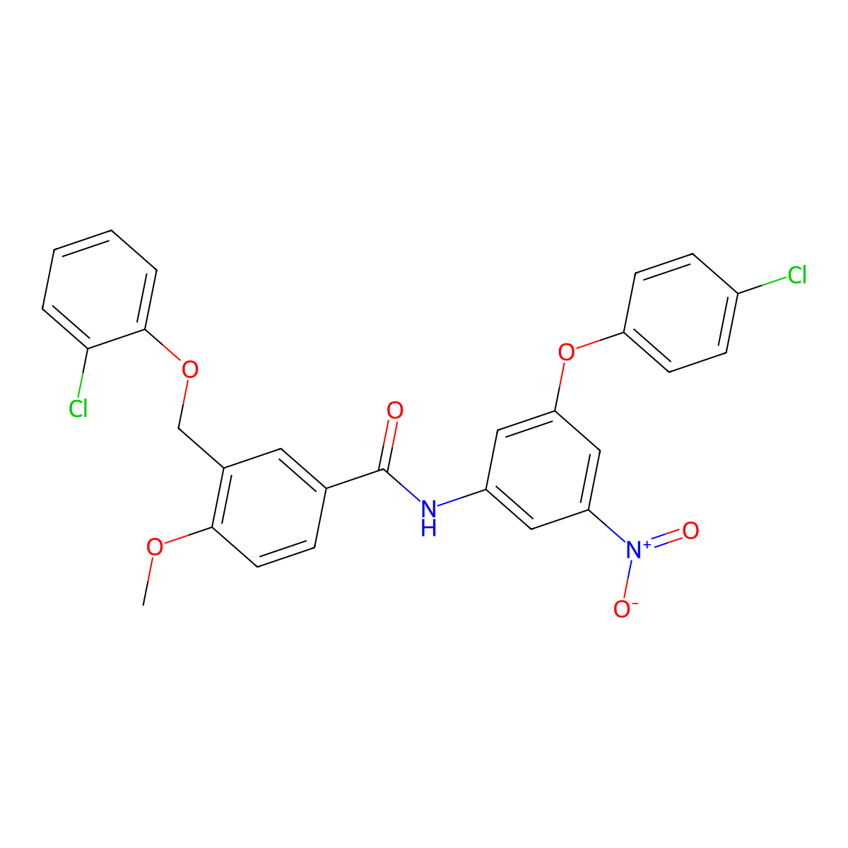 3-[(2-chlorophenoxy)methyl]-N-[3-(4-chlorophenoxy)-5-nitrophenyl]-4-methoxybenzamide molecular structure, CAS 512825-84-2