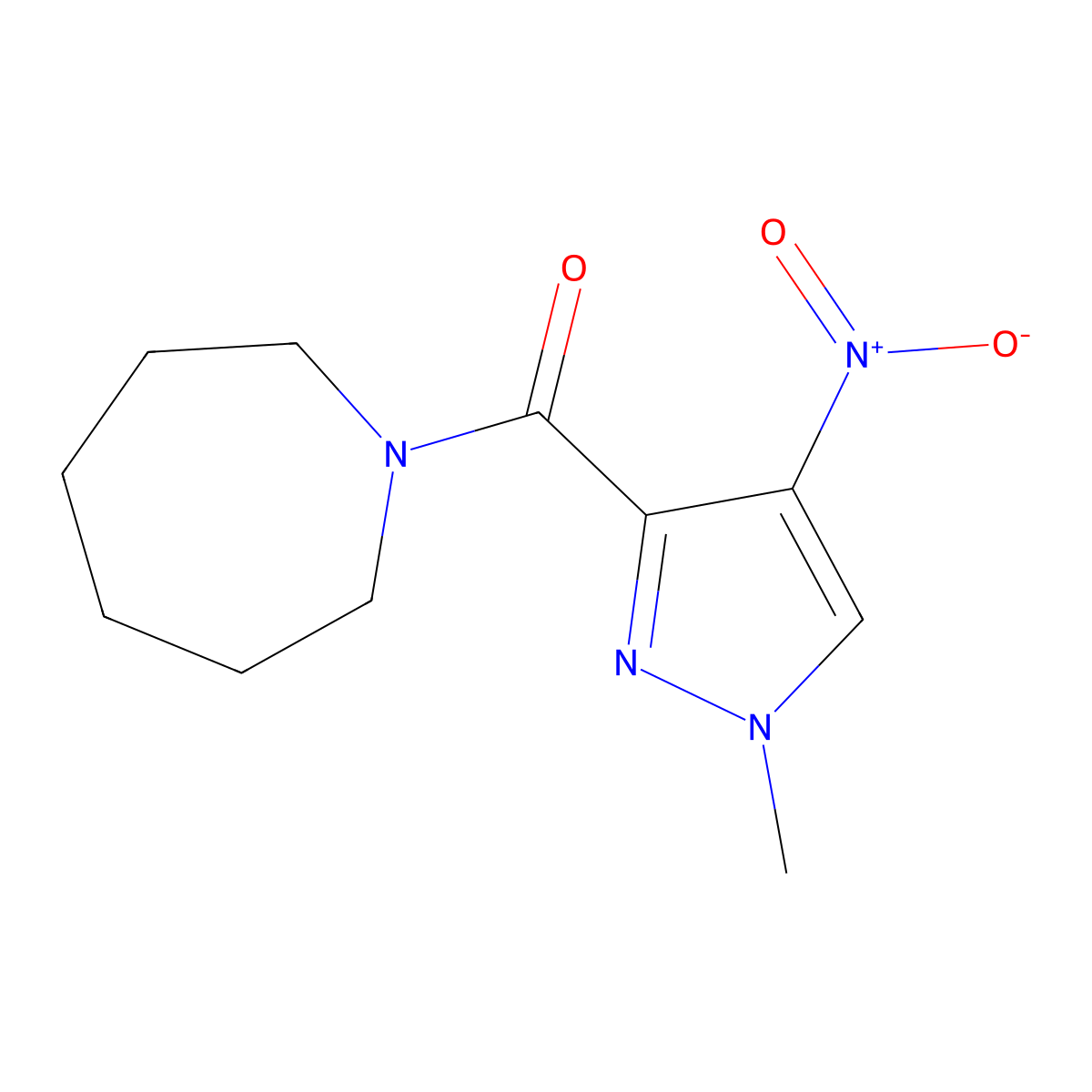 1-({4-nitro-1-methyl-1H-pyrazol-3-yl}carbonyl)azepane molecular structure, CAS 512827-04-2