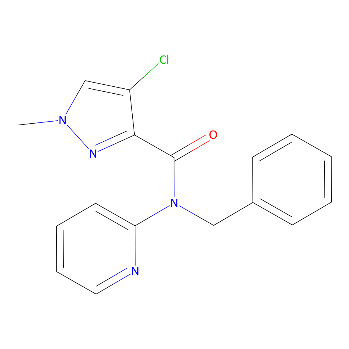 N-benzyl-4-chloro-1-methyl-N-pyridin-2-ylpyrazole-3-carboxamide molecular structure, CAS 512827-08-6