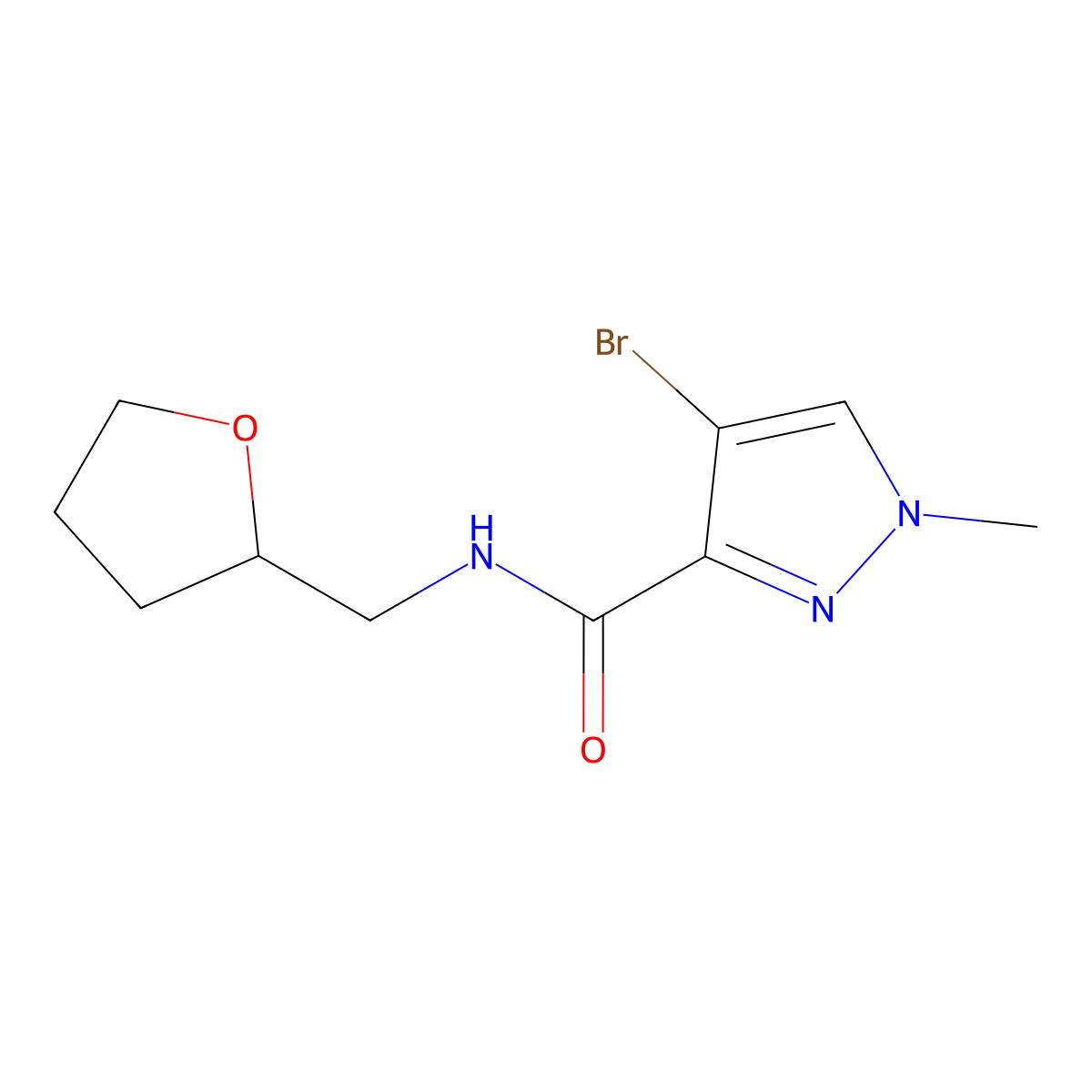4-bromo-1-methyl-N-(oxolan-2-ylmethyl)pyrazole-3-carboxamide molecular structure, CAS 512827-15-5