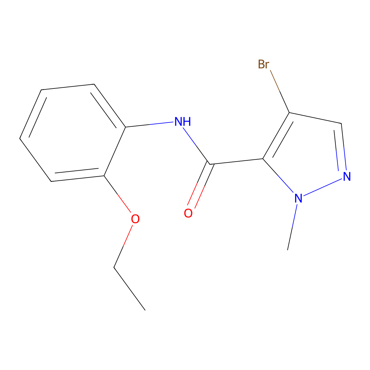 4-bromo-N-(2-ethoxyphenyl)-1-methyl-1H-pyrazole-5-carboxamide molecular structure, CAS 512827-52-0