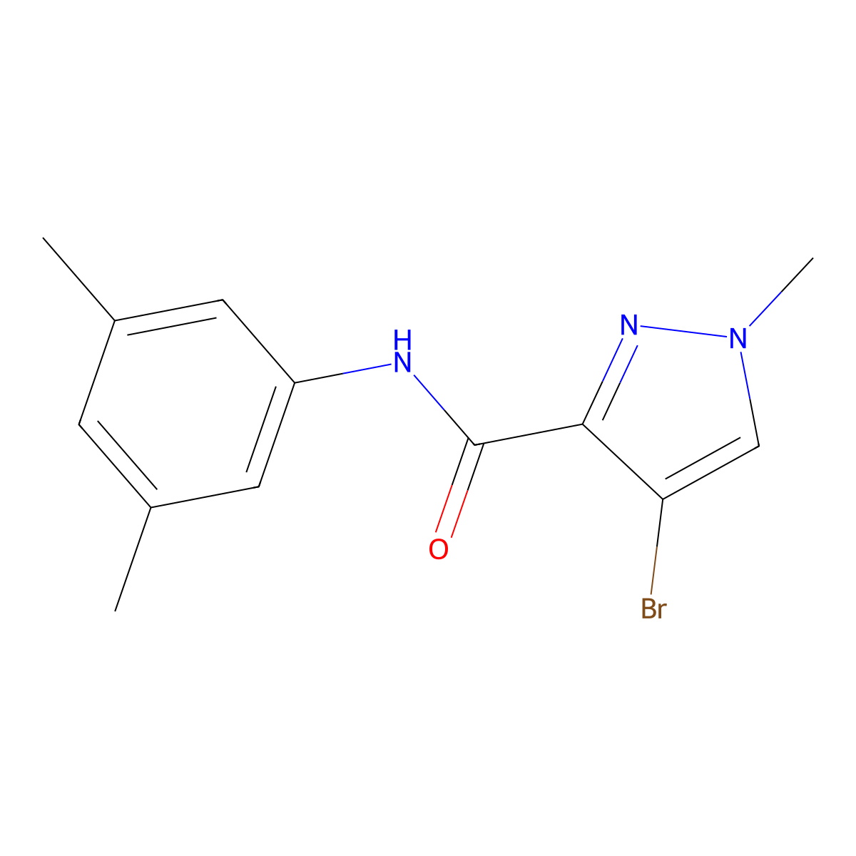 4-bromo-N-(3,5-dimethylphenyl)-1-methyl-1H-pyrazole-3-carboxamide molecular structure, CAS 512827-56-4