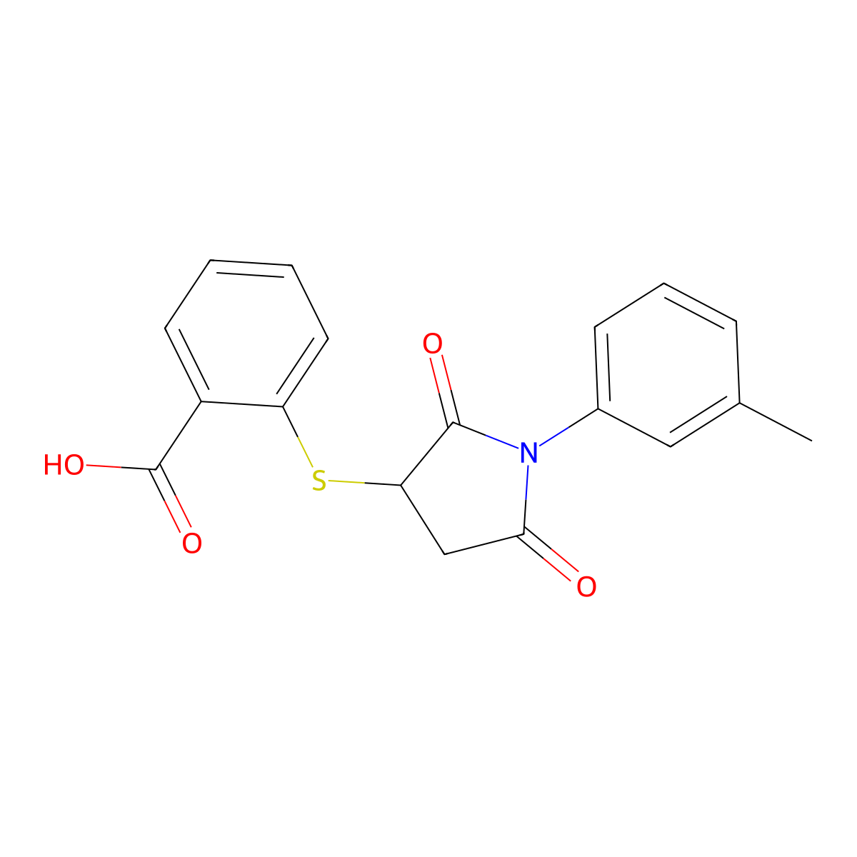 2-{[1-(3-Methylphenyl)-2,5-dioxopyrrolidin-3-yl]sulfanyl}benzoic acid molecular structure, CAS 512837-95-5