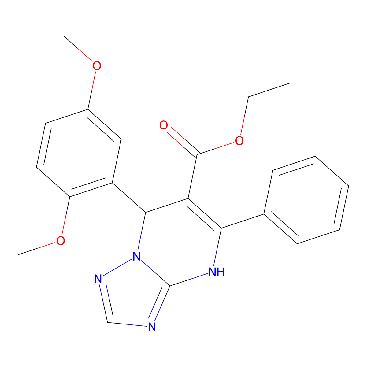 Ethyl 7-(2,5-dimethoxyphenyl)-5-phenyl-4,7-dihydro[1,2,4]triazolo[1,5-a]pyrimidine-6-carboxylate molecular structure, CAS 512839-34-8