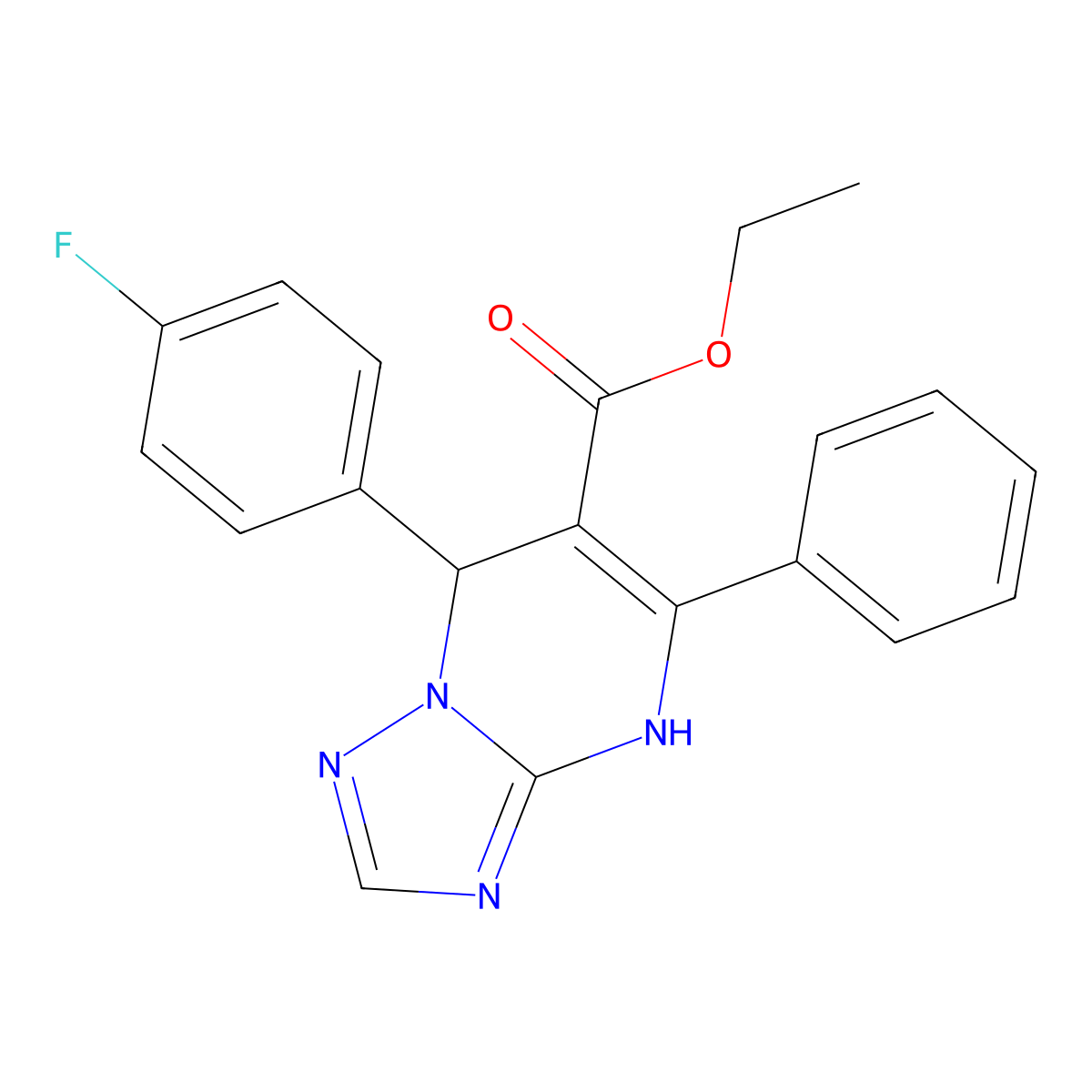 Ethyl 7-(4-fluorophenyl)-5-phenyl-4,7-dihydro[1,2,4]triazolo[1,5-a]pyrimidine-6-carboxylate molecular structure, CAS 512839-36-0