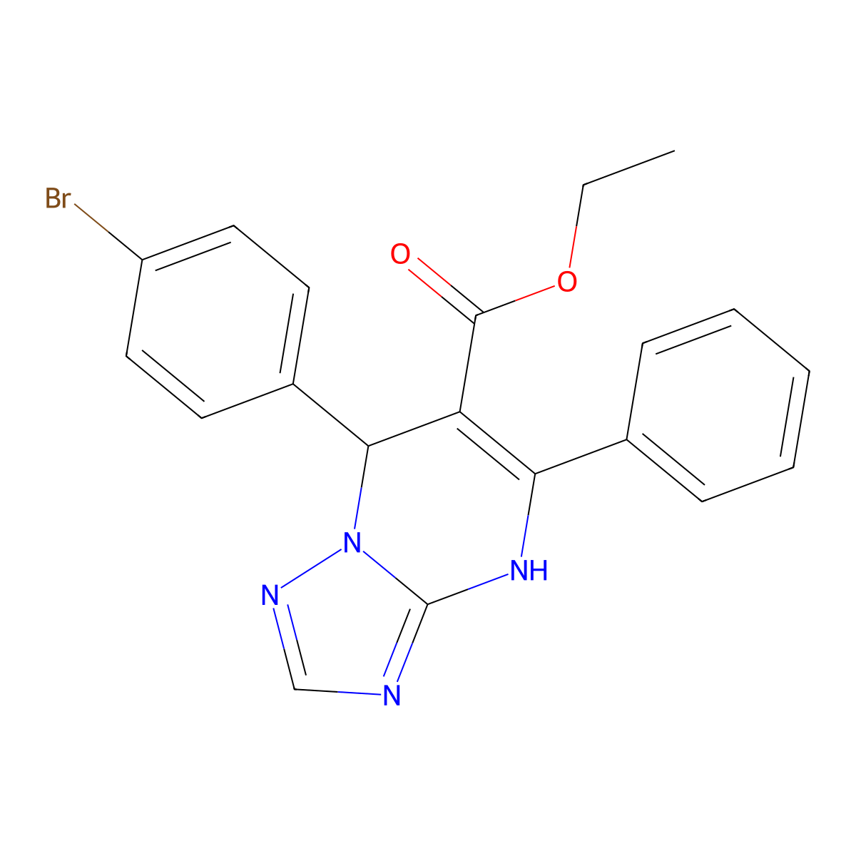 Ethyl 7-(4-bromophenyl)-5-phenyl-4,7-dihydro[1,2,4]triazolo[1,5-a]pyrimidine-6-carboxylate molecular structure, CAS 512839-39-3