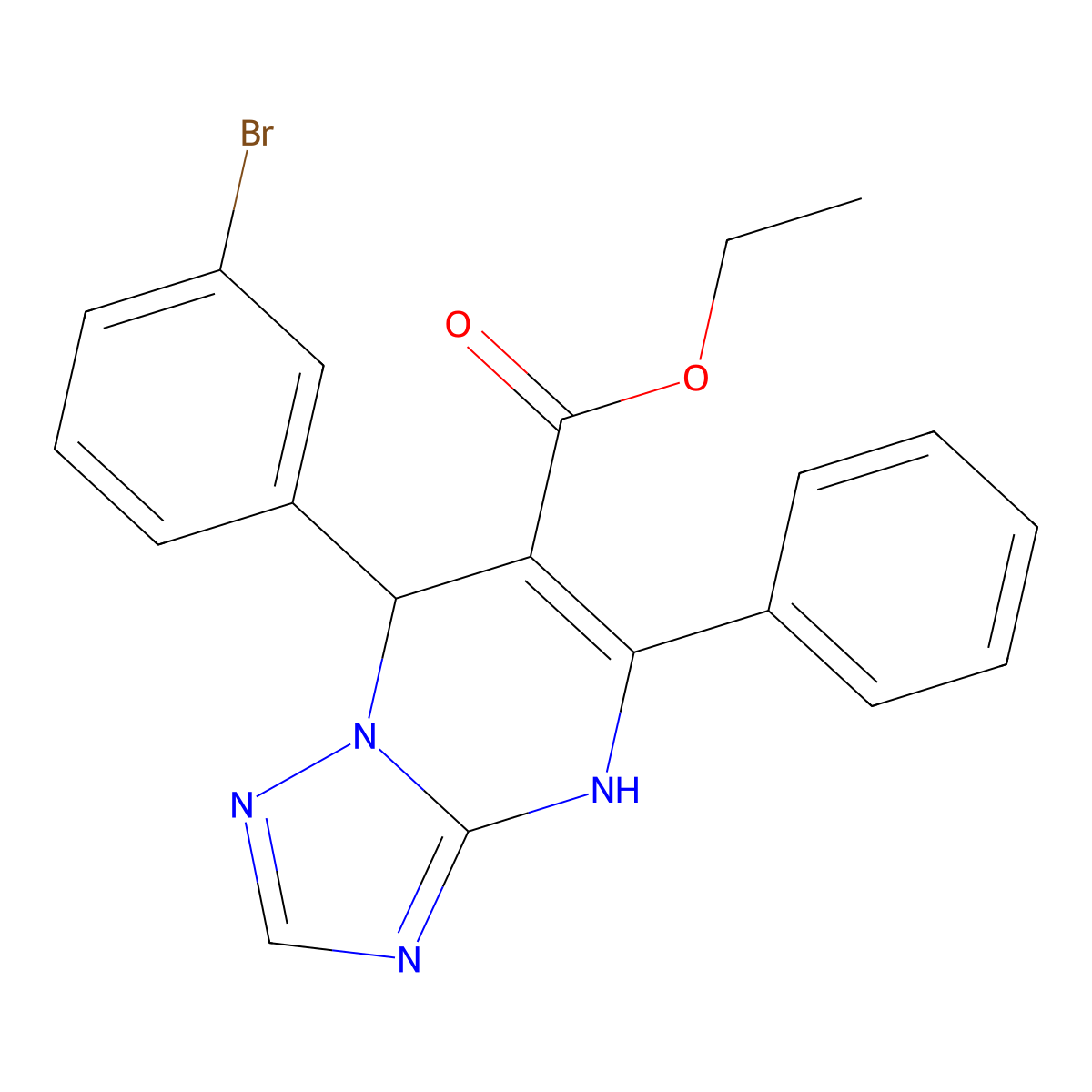 Ethyl 7-(3-bromophenyl)-5-phenyl-4,7-dihydro[1,2,4]triazolo[1,5-a]pyrimidine-6-carboxylate molecular structure, CAS 512839-40-6