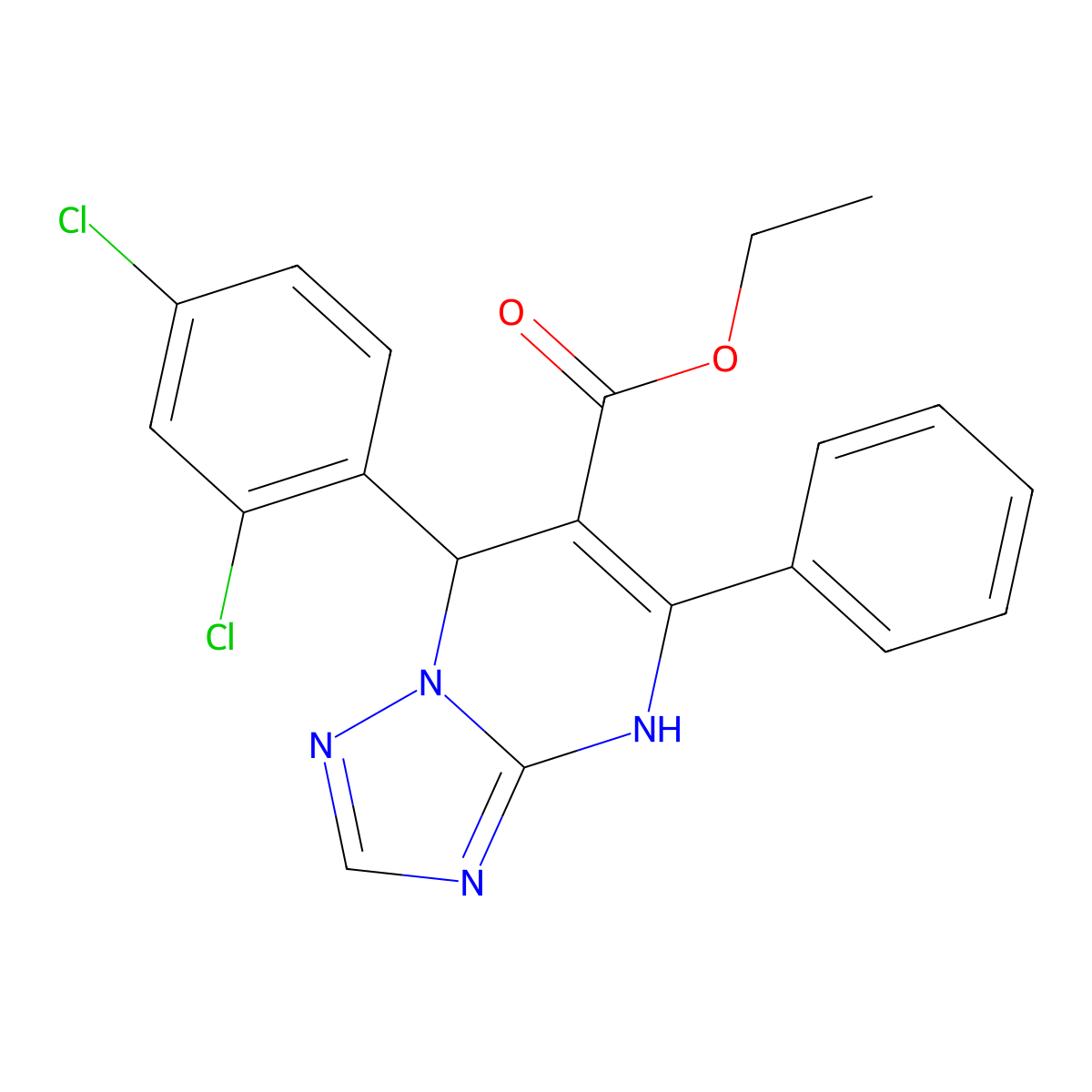 Ethyl 7-(2,4-dichlorophenyl)-5-phenyl-4,7-dihydro[1,2,4]triazolo[1,5-a]pyrimidine-6-carboxylate molecular structure, CAS 512839-42-8
