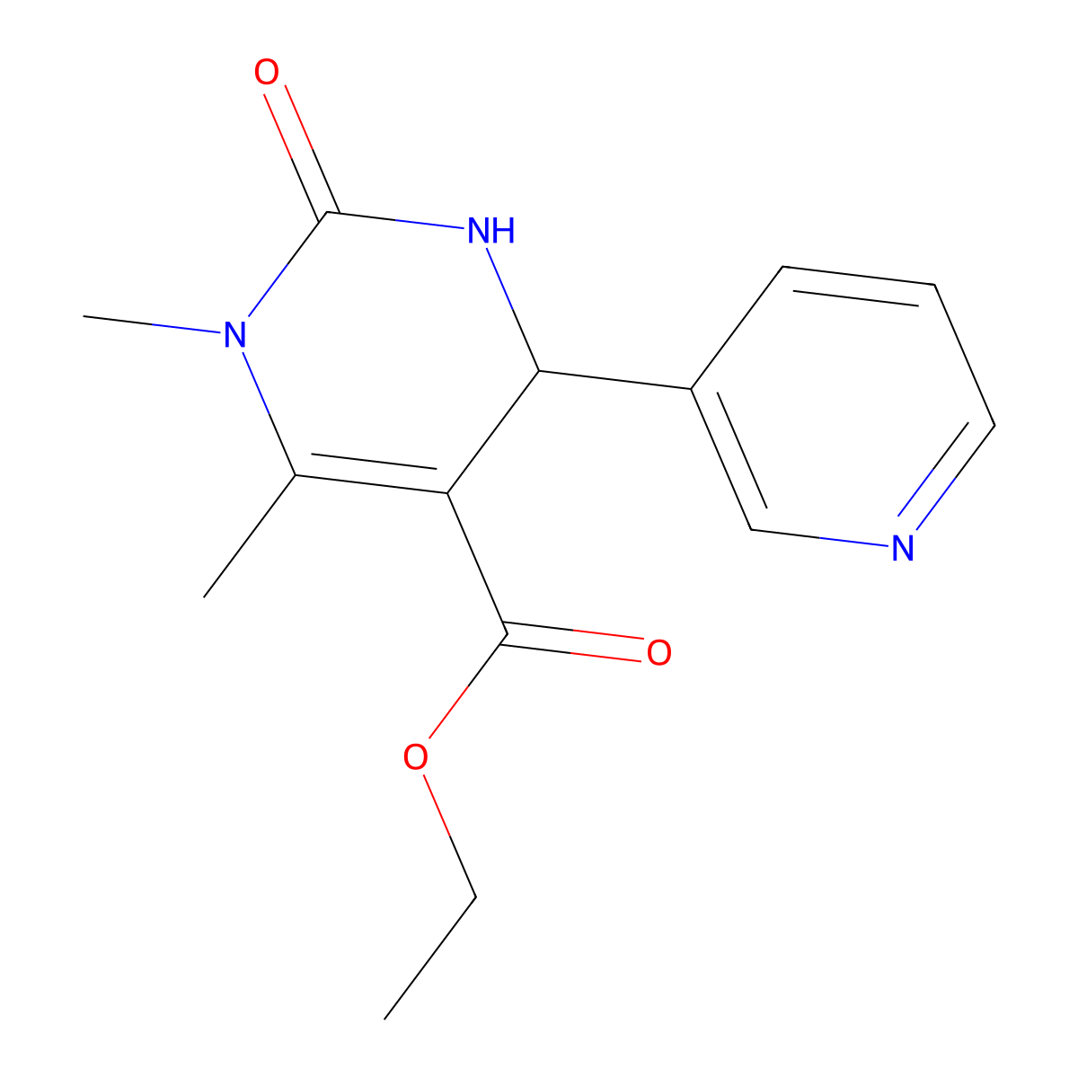 Ethyl 1,6-dimethyl-2-oxo-4-(3-pyridinyl)-1,2,3,4-tetrahydro-5-pyrimidinecarboxylate molecular structure, CAS 512840-33-4