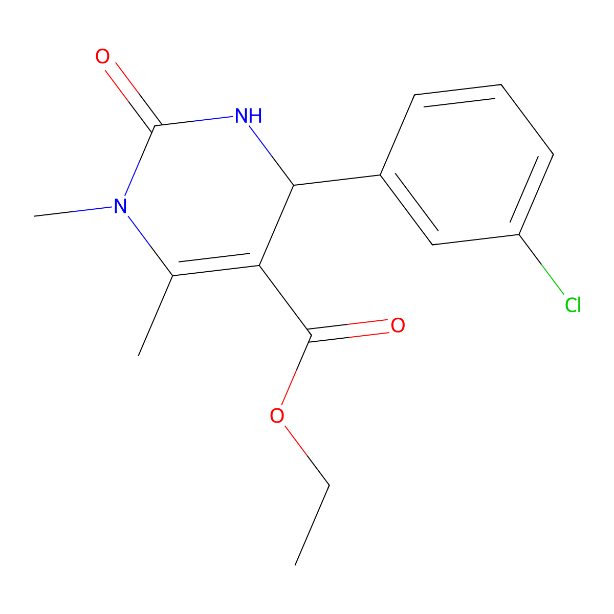 Ethyl 4-(3-chlorophenyl)-1,6-dimethyl-2-oxo-1,2,3,4-tetrahydro-5-pyrimidinecarboxylate molecular structure, CAS 512840-35-6