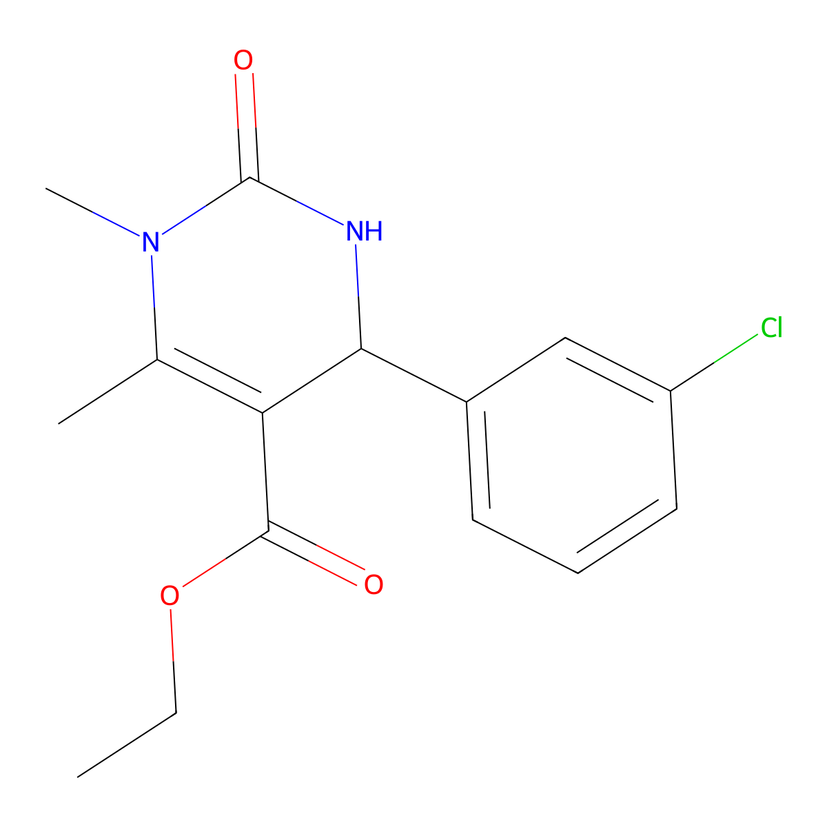Ethyl 4-(3-chlorophenyl)-1,6-dimethyl-2-oxo-1,2,3,4-tetrahydro-5-pyrimidinecarboxylate molecular structure, CAS 512840-35-6