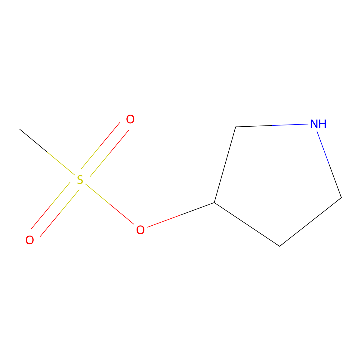 Pyrrolidin-3-yl methanesulfonate molecular structure, CAS 51285-25-7