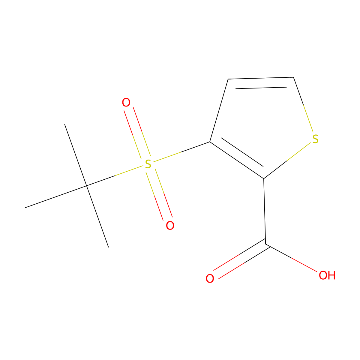 3-(2-Methyl-propane-2-sulfonyl)-thiophene-2-carboxylic acid molecular structure, CAS 51285-58-6