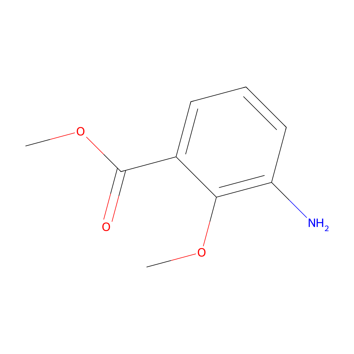 Methyl 3-amino-2-methoxybenzoate molecular structure, CAS 5129-25-9