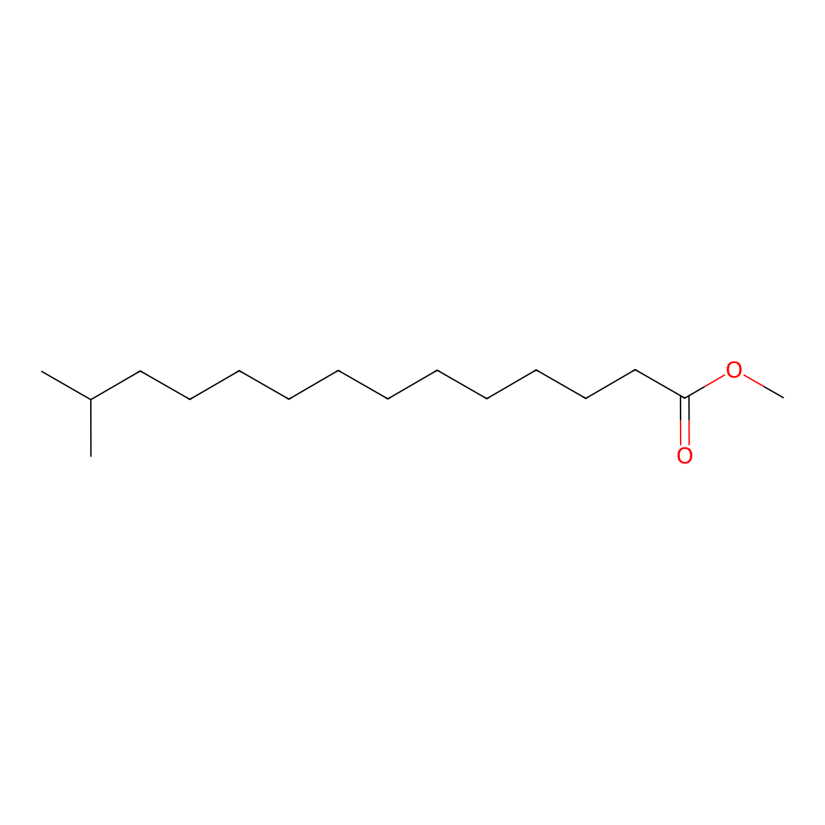 Methyl 13-methyltetradecanoate molecular structure, CAS 5129-59-9