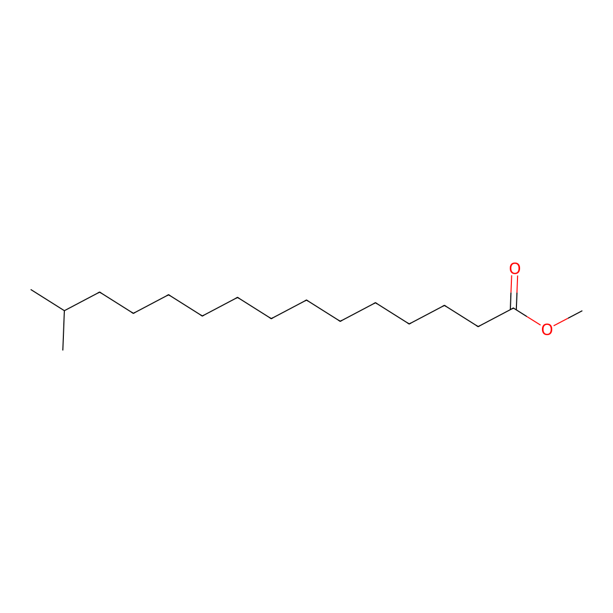 Methyl 14-methylpentadecanoate molecular structure, CAS 5129-60-2