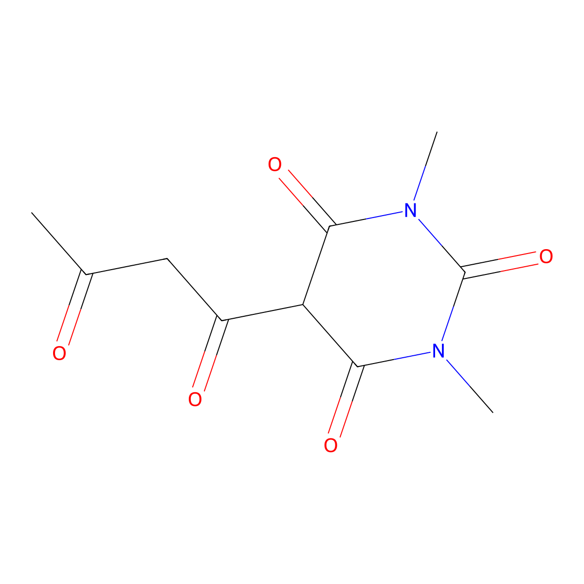 5-acetoacetyl-1,3-dimethyl-2,4,6(1H,3H,5H)-pyrimidinetrione molecular structure, CAS 51291-11-3