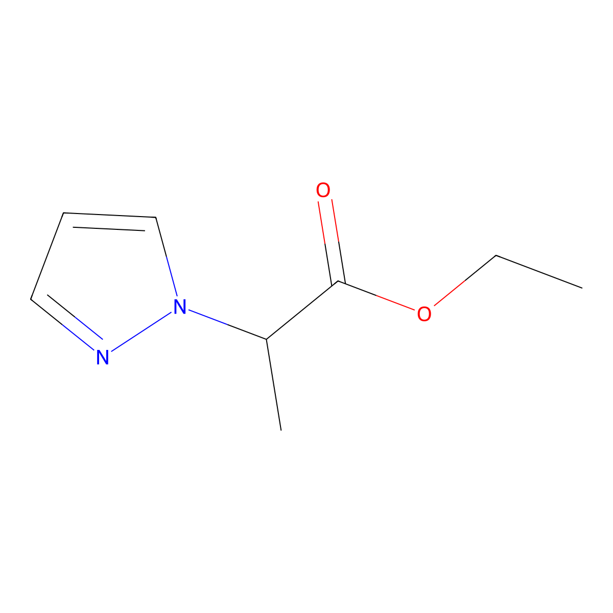 ethyl 2-(1H-pyrazol-1-yl)propanoate molecular structure, CAS 51292-36-5