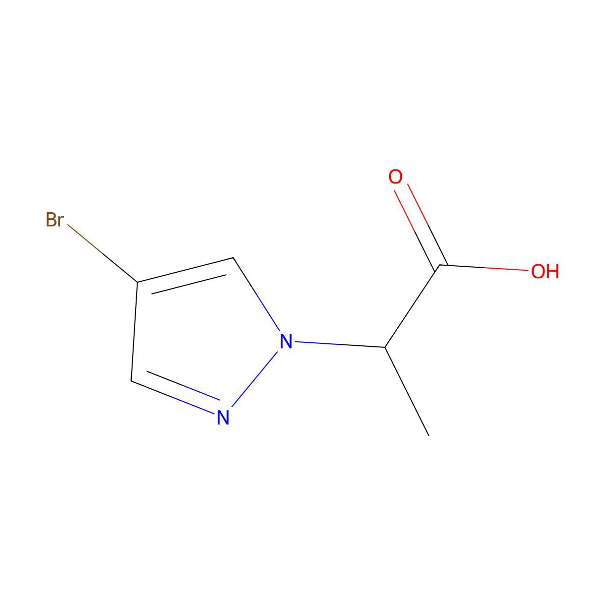 2-(4-Bromo-1H-pyrazol-1-yl)propanoic acid molecular structure, CAS 51292-42-3