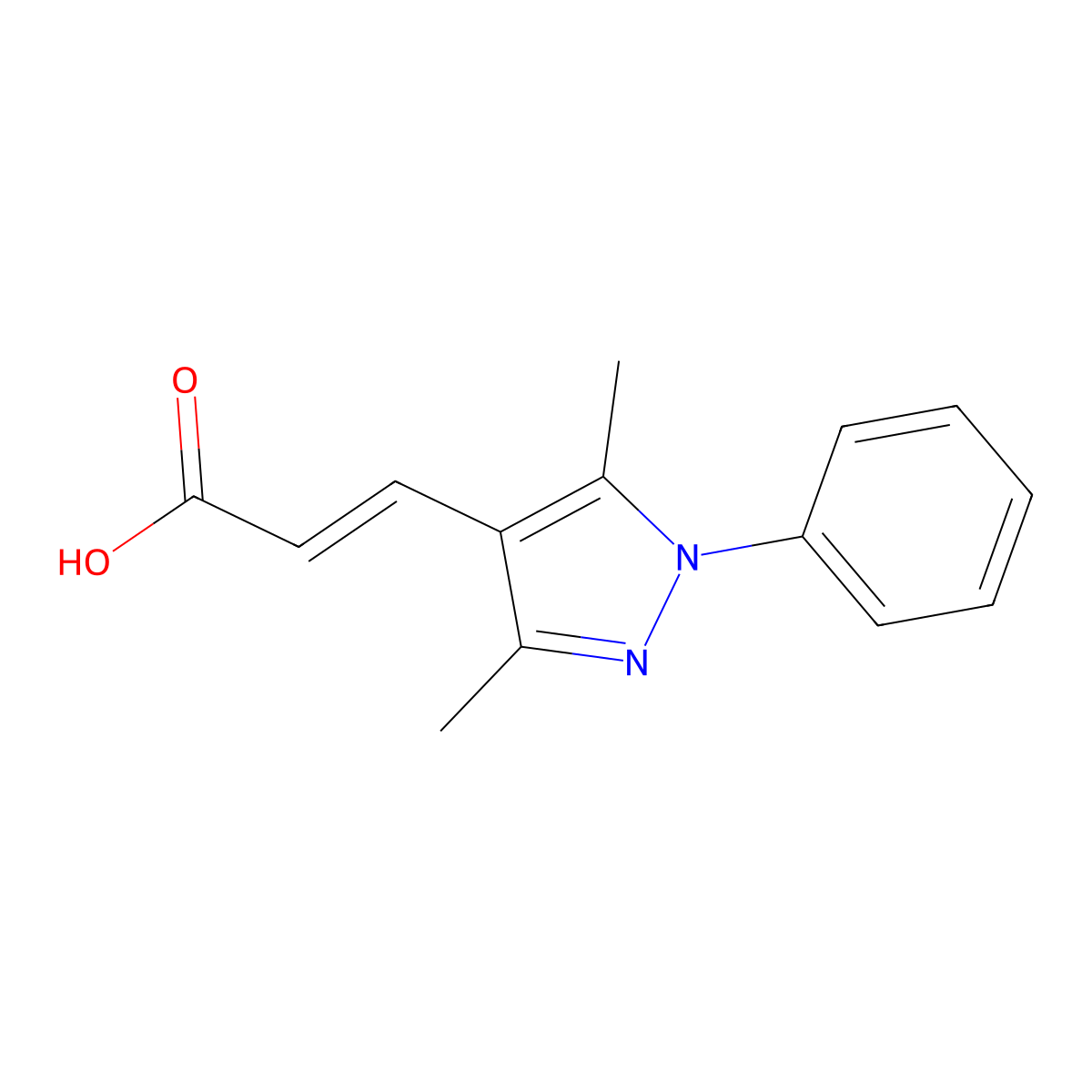 (2E)-3-(3,5-Dimethyl-1-phenyl-1H-pyrazol-4-YL)acrylic acid molecular structure, CAS 51294-61-2