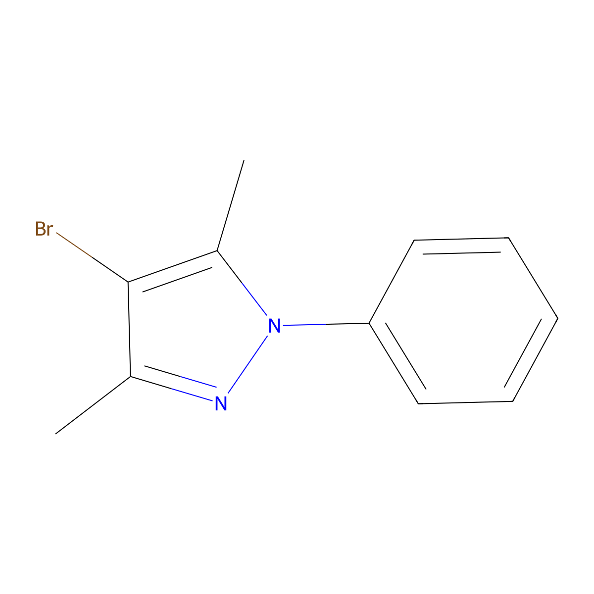4-bromo-3,5-dimethyl-1-phenyl-1H-pyrazole molecular structure, CAS 51294-75-8