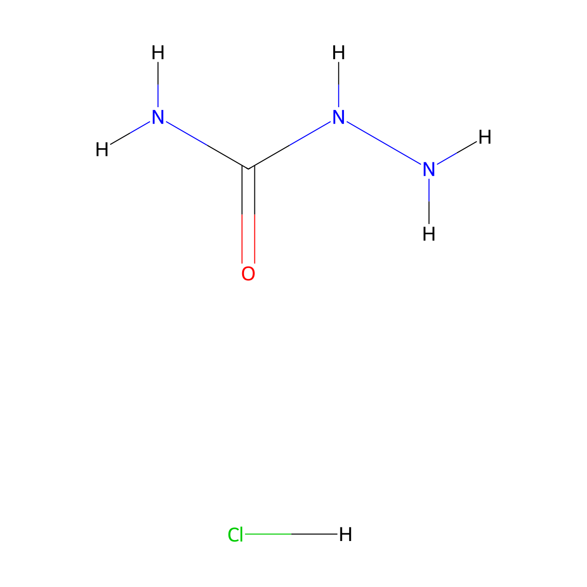 Semicarbazide hydrochloride molecular structure, CAS 513-41-7