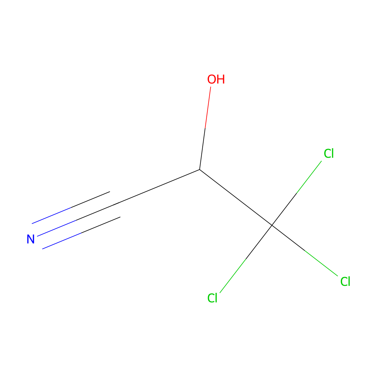 3,3,3-Trichloro-2-hydroxypropanenitrile molecular structure, CAS 513-96-2