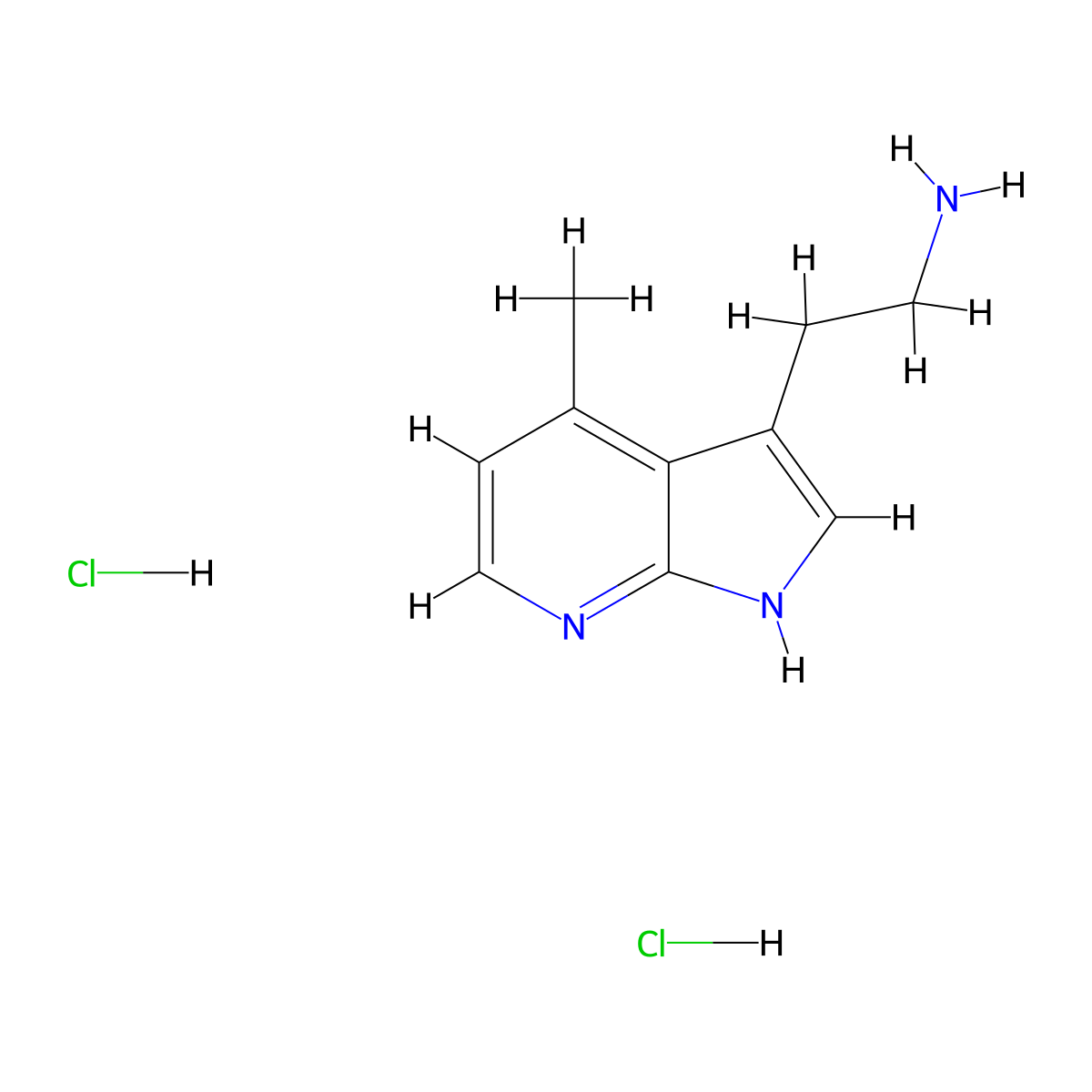 2-(4-methyl-1H-pyrrolo(2,3-b)pyridin-3-yl)ethan-1-amine dihydrochloride molecular structure, CAS 5130-51-8