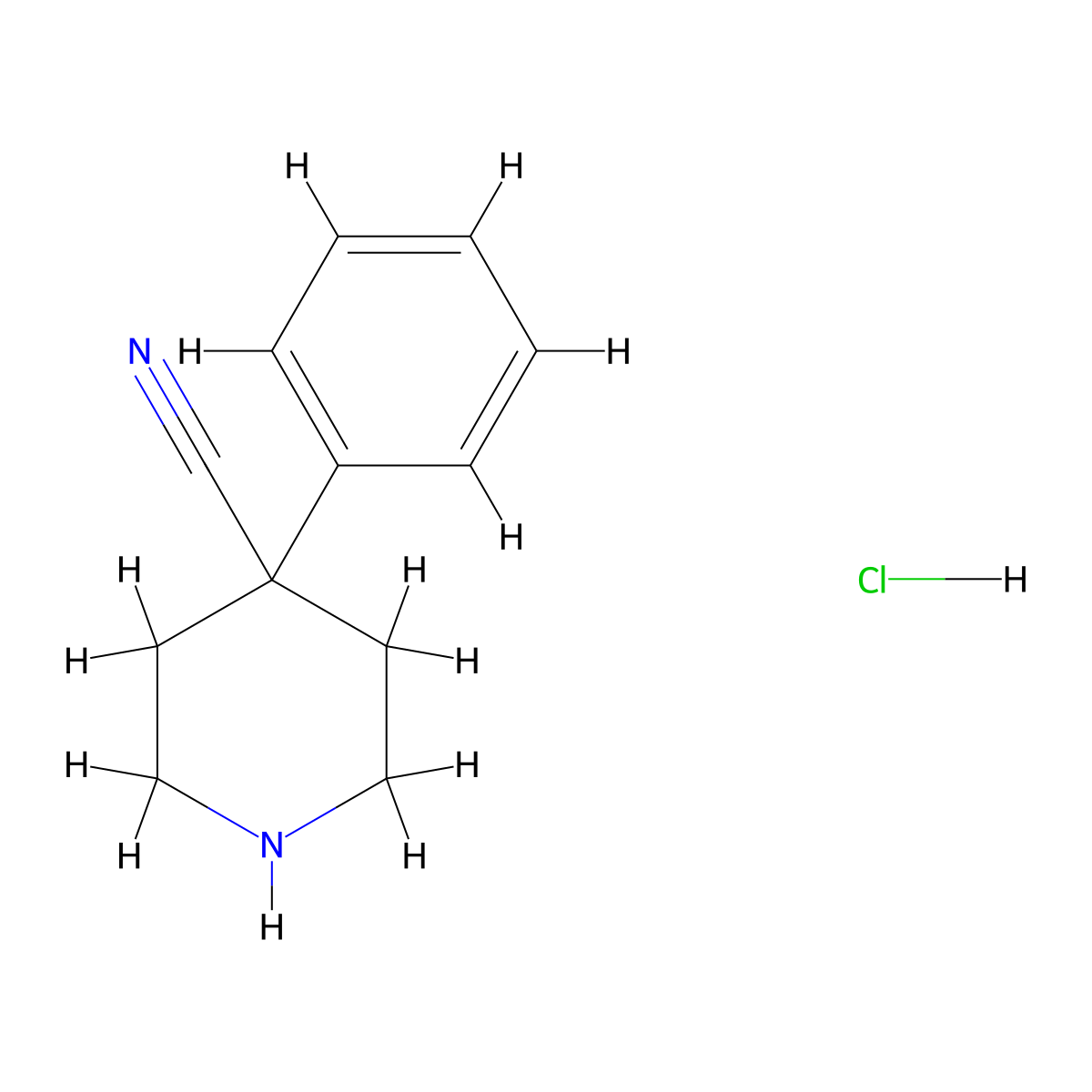 4-Phenylpiperidine-4-carbonitrile hydrochloride molecular structure, CAS 51304-58-6