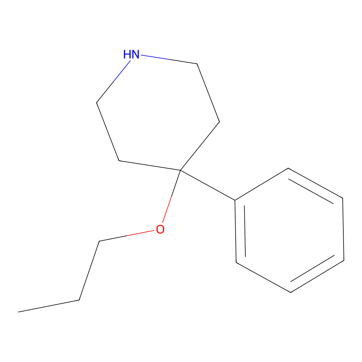 4-Phenyl-4-propoxypiperidinium chloride molecular structure, CAS 51304-59-7