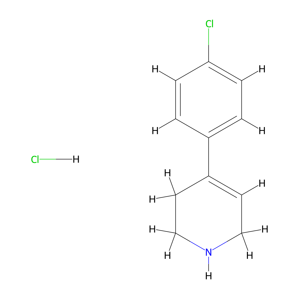 4-(4-Chlorophenyl)-1,2,3,6-tetrahydropyridinium chloride molecular structure, CAS 51304-61-1