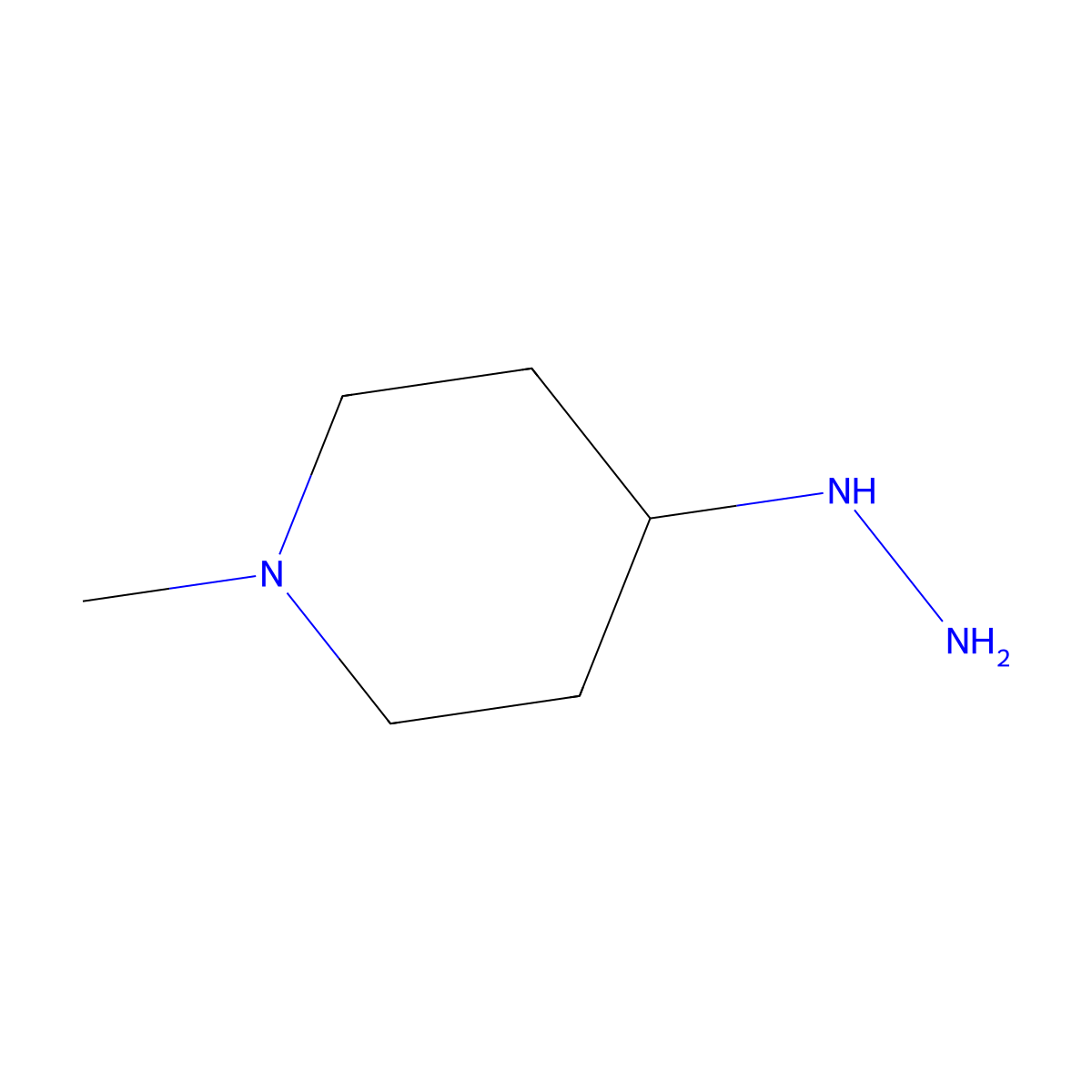 4-Hydrazinyl-1-methylpiperidine molecular structure, CAS 51304-64-4