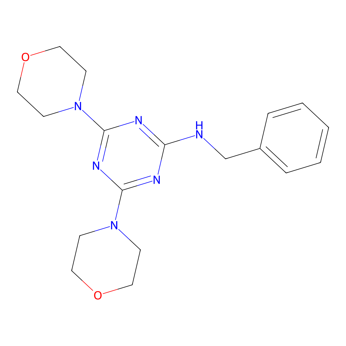 2,4-Bismorpholino-6-benzylamino-1,3,5-triazine molecular structure, CAS 51304-99-5