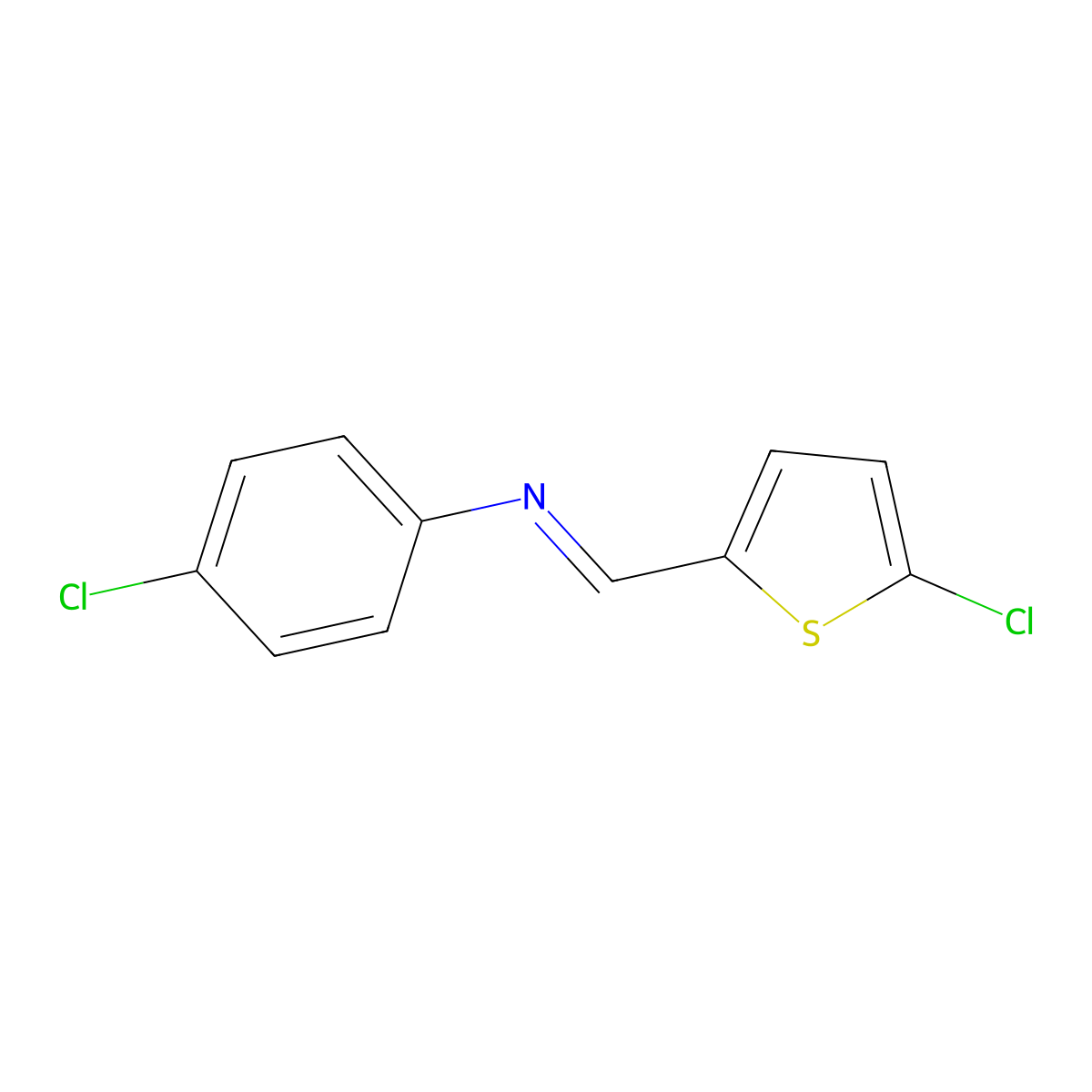 Benzenamine, 4-chloro-N-[(5-chloro-2-thienyl)methylene]- molecular structure, CAS 51305-43-2