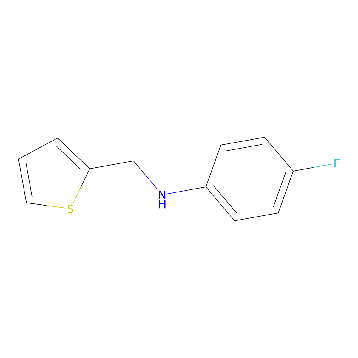 4-fluoro-N-(thiophen-2-ylmethyl)aniline molecular structure, CAS 51305-47-6