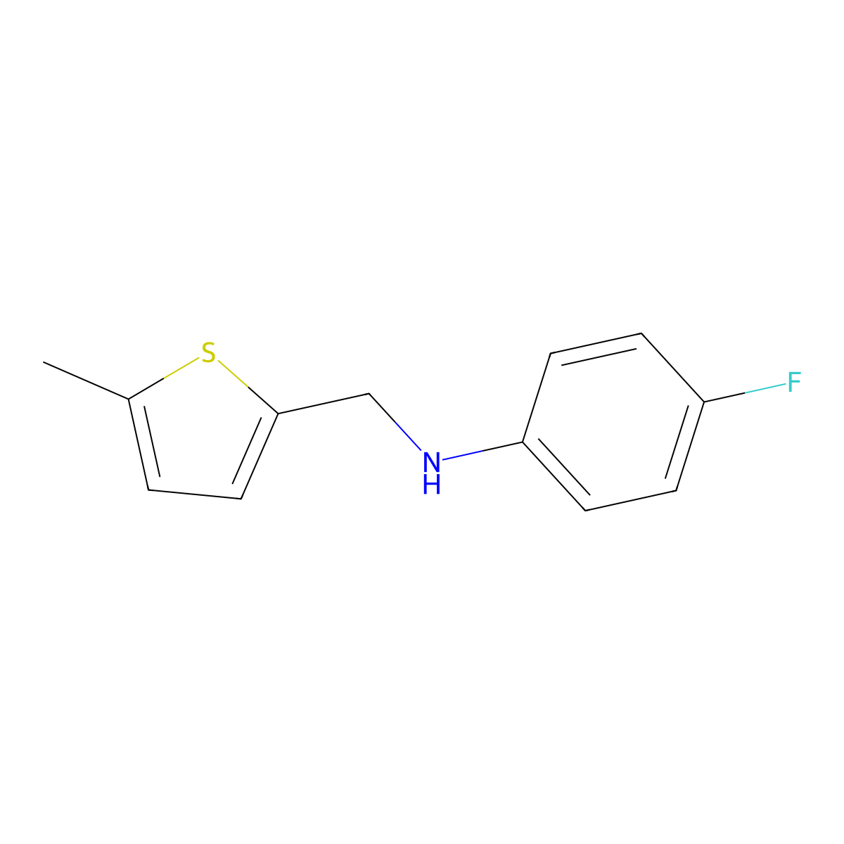 4-fluoro-N-[(5-methylthiophen-2-yl)methyl]aniline molecular structure, CAS 51305-49-8