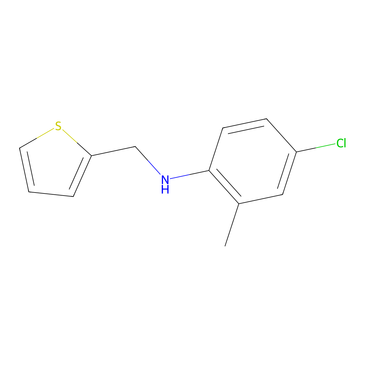 4-chloro-2-methyl-N-(thiophen-2-ylmethyl)aniline molecular structure, CAS 51305-75-0